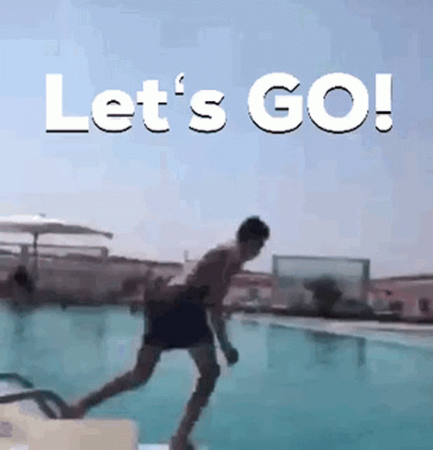 Man Jumping into Swimming Pool Let's Go