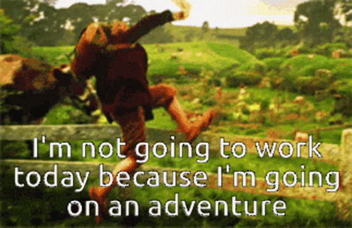 Man Jumping Over Fence Saying I'm Not Going To Work Today Because I'm Going