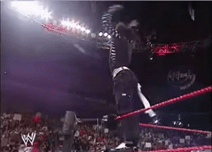 Man Jumping Over Wrestling Ring With W Logo GIF