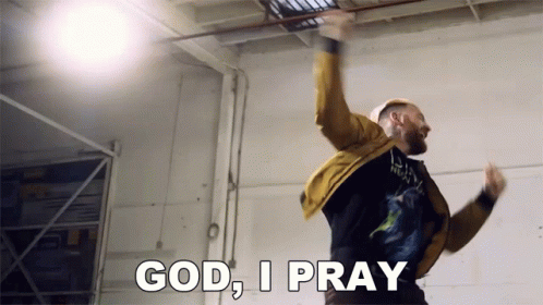 Man Jumping Saying God I Pray