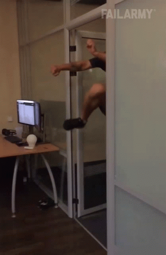 Man Jumping Through Door FailArmy GIF