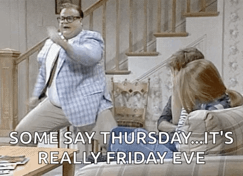 Man Jumping with Friday Eve Text