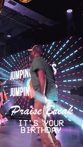Man Jumping with Praise Break Birthday