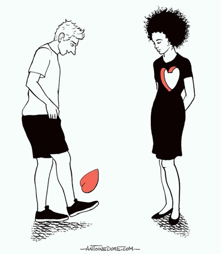 Man Kicking Heart Woman Heart T-Shirt