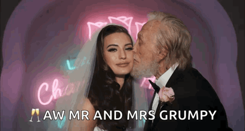 Man Kissing Woman Cheek Aw Mr Mrs Grumpy GIF