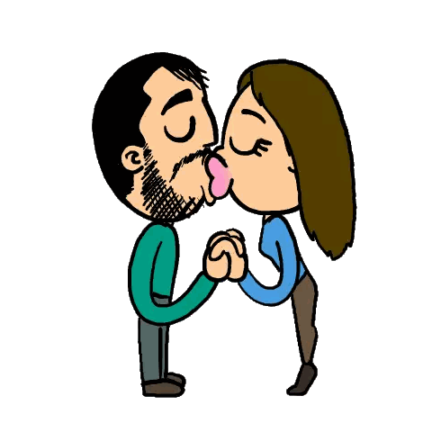Man Kissing Woman on Cheek