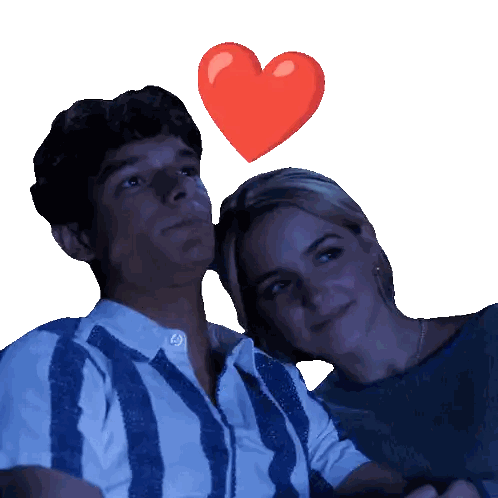 Man Kissing Woman on Cheek With Heart Above