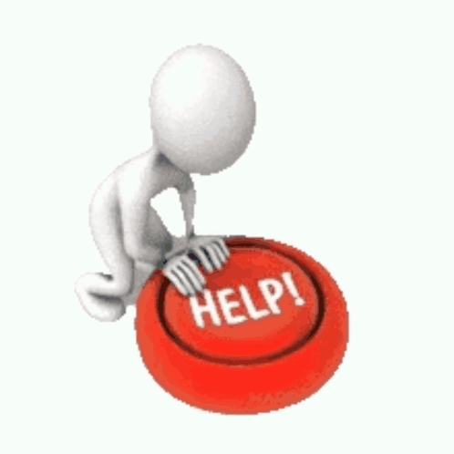 Man Kneeling Next To Red Help Button GIF