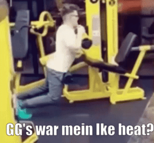 Man Kneeling On Gym Machine GG's War Mein Ike Heat GIF