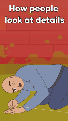 Man Kneeling With How People Look At Details GIF