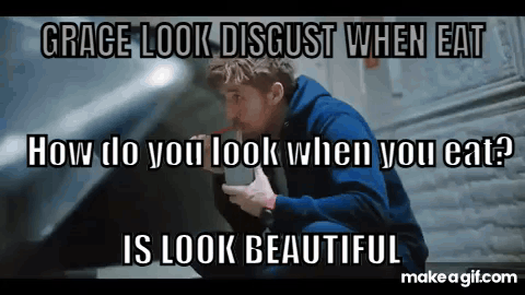 Man Kneeling With Straw Grace Look Disgust When Eat Look Beautiful
