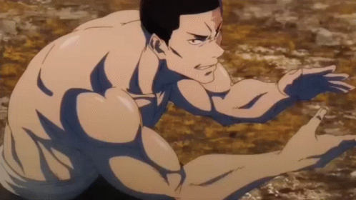 Man Kneeling Without Shirt