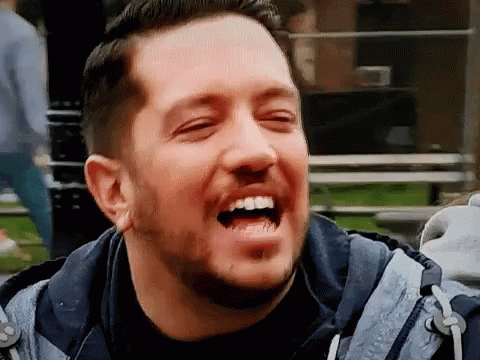Man Laughing Eyes Closed