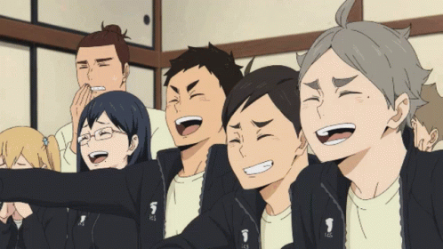 Man Laughing Haikyu Team Members GIF