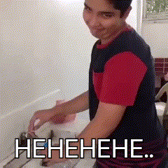 Man Laughing Washing Dishes Henehene GIF