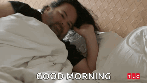 Man Laying In Bed Saying Good Morning GIF
