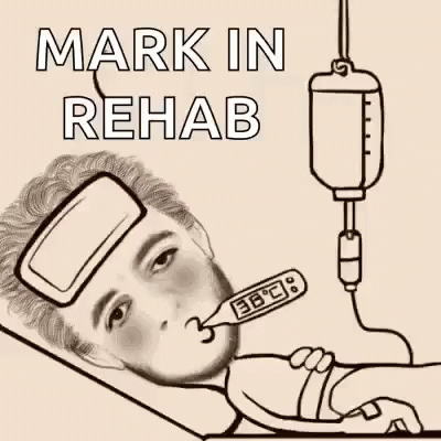 Man Laying In Hospital Bed With Thermometer And Bandage GIF