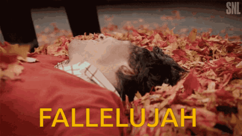 Man Laying In Pile Of Leaves Fallelujah GIF