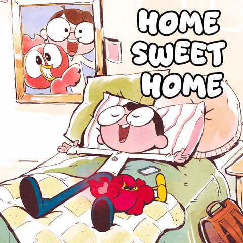 Man Laying on Bed Home Sweet Home