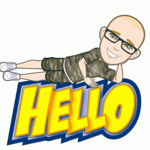 Man Laying on Hello Sign