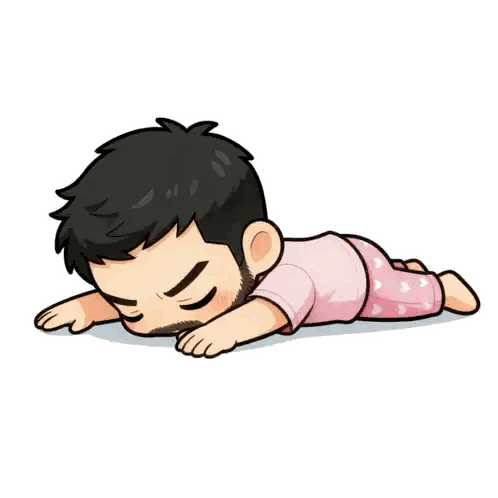 Man Laying on Stomach Cartoon