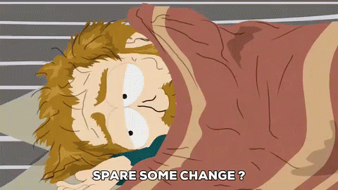 Man Laying Under Blanket Spare Some Change