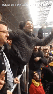 Man Lifted By Crowd At Stadium GIF