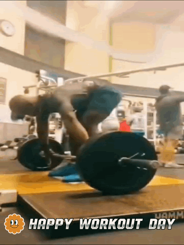 Man Lifting Barbell Happy Workout Day