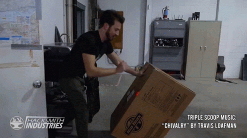 Man Lifting Chivalry Cardboard Box