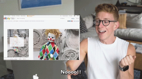 Man Looking At Clown On EBay GIF