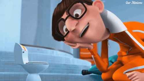Man Looking at Toilet Saying Our Minions