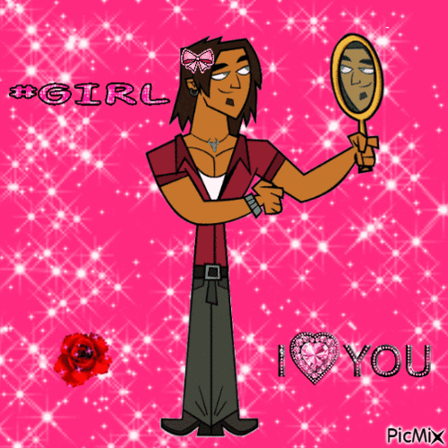Man Looking in Mirror Saying Girl I Love You