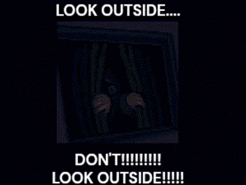 Man Looking Out Window with Words