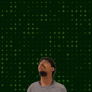 Man Looking Up at Number Seven Surrounded by Stars