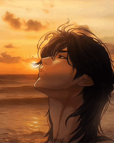 Man Looking Up at Sunset Bysg