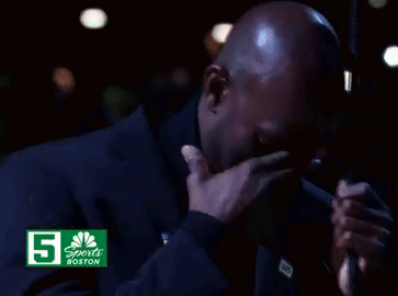 Man Looking Up In Front Of CNBC Sports Boston Sign GIF