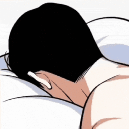 Man Lying On Bed With Flowers Out Of Head GIF