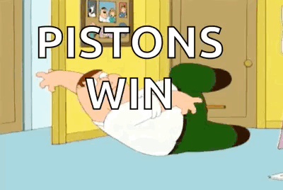 Man Lying on Floor Pistons Win