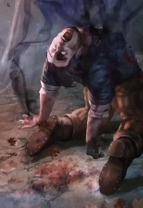 Man Lying on Ground with Blood