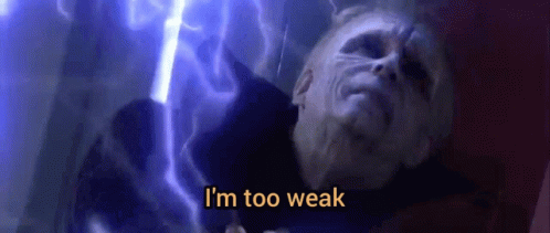 Man Lying On Ground With Lightning Bolt Saying I'm Too Weak GIF