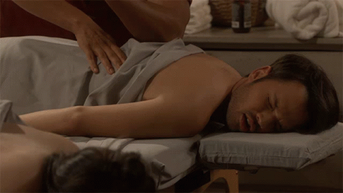 Man Lying on Massage Table Yeah