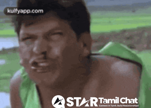 Man Making Funny Face In Front Of Star Tamil Chat Banner GIF