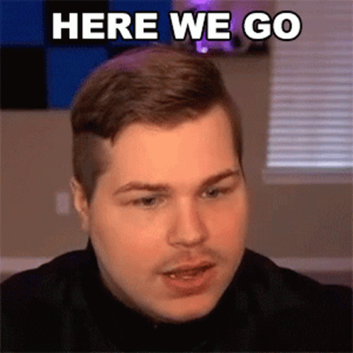 Man Making Funny Face Saying Here We Go GIF
