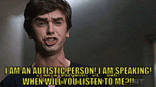 Man Making Funny Face Saying I Am An Autistic Person I Am Speaking
