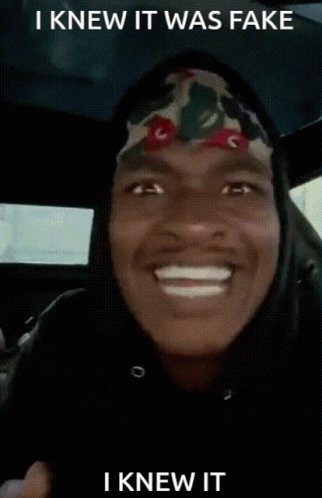 Man Making Funny Face Saying I Knew It Was Fake