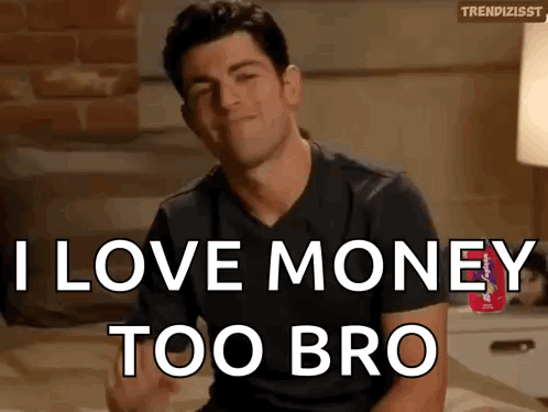 Man Making Funny Face Saying I Love Money