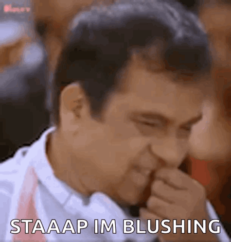 Man Making Funny Face Saying Staaap Im Blushing GIF
