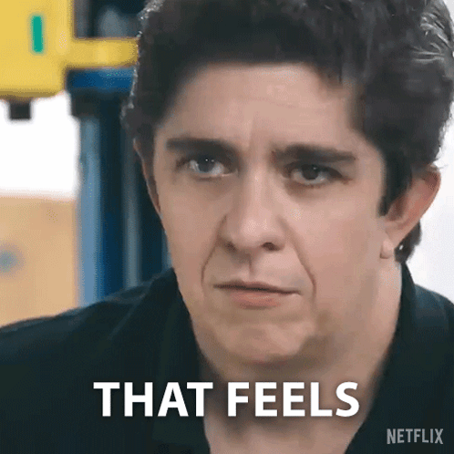 Man Making Funny Face Saying That Feels on Netflix