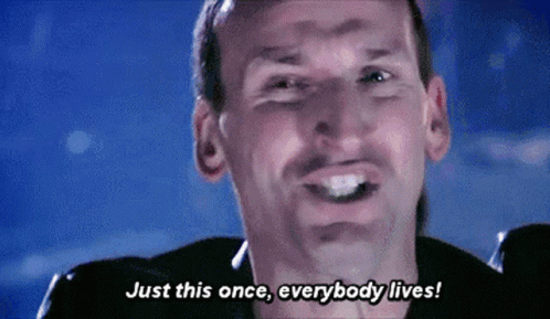 Man Making Funny Face Says Just This Once Everybody Lives