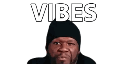 Man Making Funny Face with Vibes Text